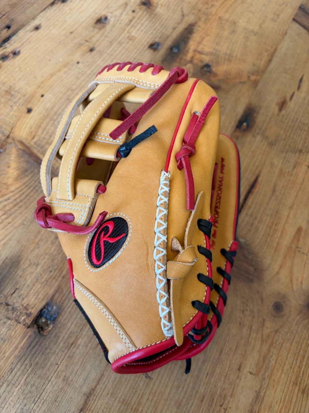 Rawlings Tan and Red Leather Baseball Glove
